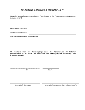 Belehrung über die Schweigepflicht