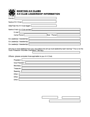 Wisconsin 4-H Annual Charter Renewal