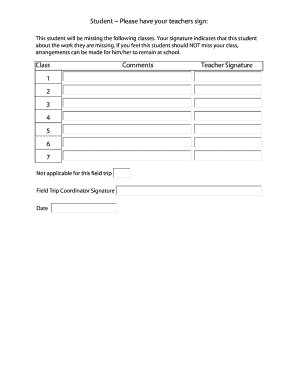 Student Field Trip Permission Slip