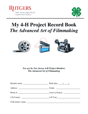 4-H Filmmaking Project Record Book