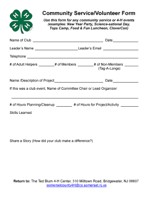 Community Service/Volunteer Form