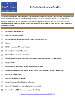 Commercial Loan Application Checklist