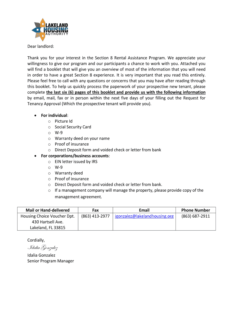 Fillable Online Housing Guide for Section 8 Landlords Part 1 Cover ...