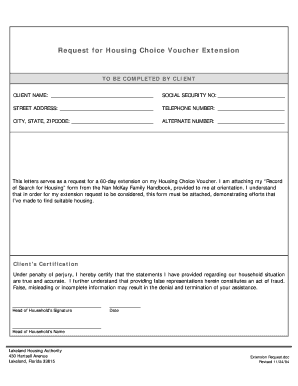 Housing Choice Voucher Extension Request