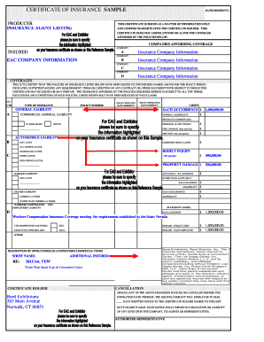 Certificate of Insurance