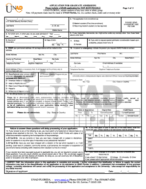 UNAD Florida Graduate Admissions Application