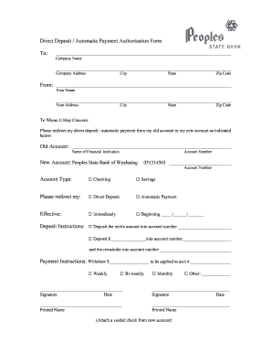 Direct Deposit Authorization Form