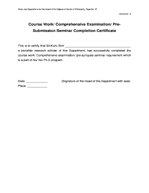PhD Completion Certificate