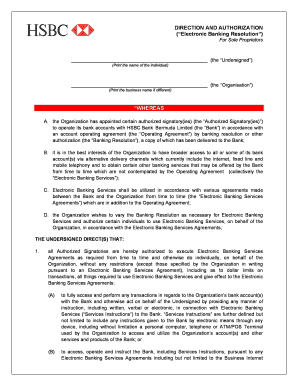 Electronic Banking Resolution for Sole Proprietors