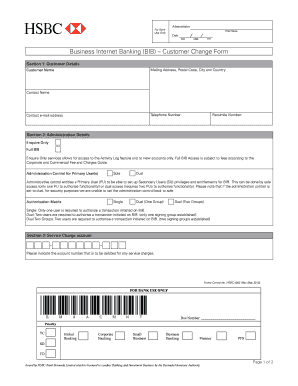 HSBC Business Internet Banking Change Form