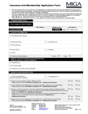 Medical Indemnity Insurance Application Form