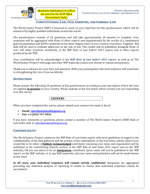 WJP Rule of Law Index Expert Questionnaire