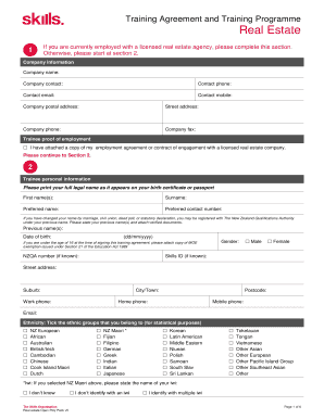 Real Estate Training Agreement
