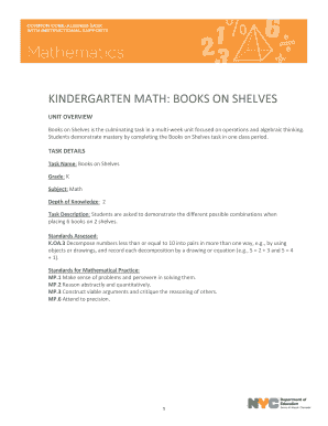KinderGarten Math Books on Shelves Task