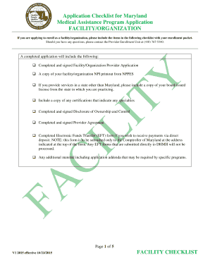 Maryland Medicaid Facility Enrollment Application