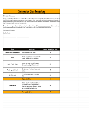 Kindergarten Class Fundraising Letter