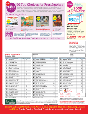 Scholastic Reading Club Order Form