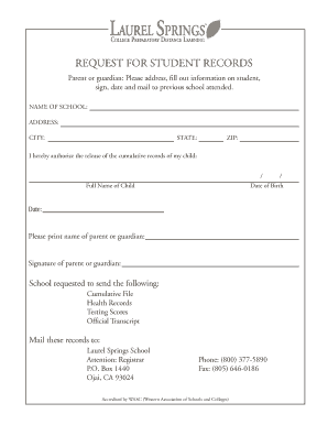 Request for Student Records