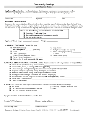 Community Servings Certification Form
