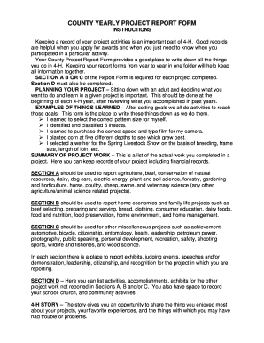 4-H County Yearly Project Report Form
