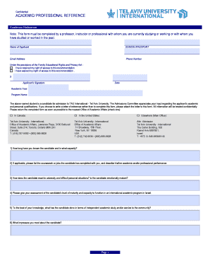 Academic Reference Form