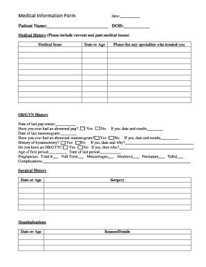 Medical Information Form