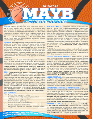 MAYB Winter Basketball Tournament Registration Form