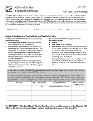 2013-2014 GW Verification Worksheet