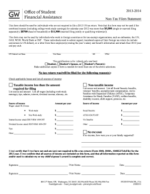 Non-Tax Filers Statement
