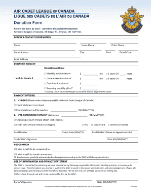 Air Cadet League of Canada Donation Form