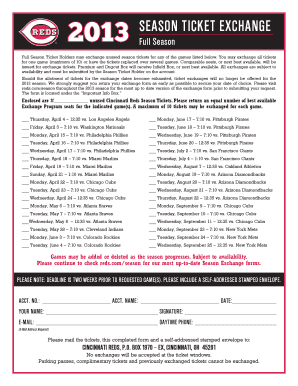 Cincinnati Reds Season Ticket Exchange Form