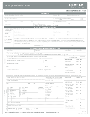 Vision Care Claim Form