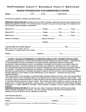 Request for Medication Administration at School