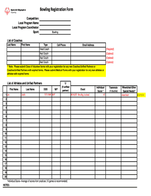 Bowling Registration Form