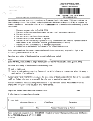 HIPAA Request for Accounting of Disclosures
