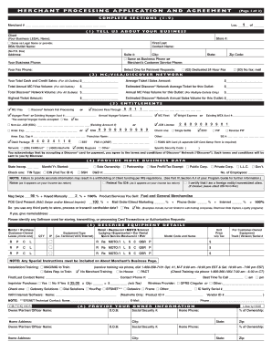 Merchant Processing Application and Agreement