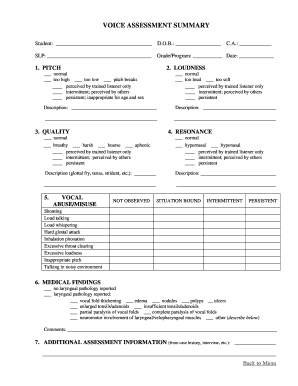Voice Assessment Summary Form