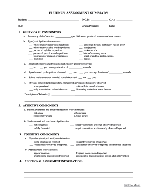 Fluency Assessment Summary Form