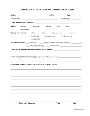 Communication Behavior Observation Form