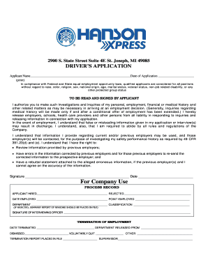 Driver’s Application Form