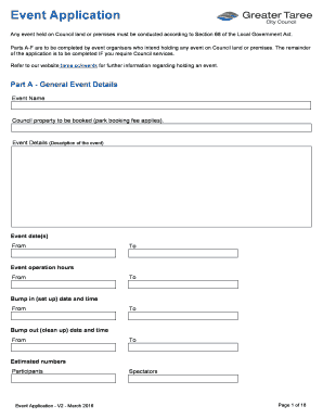 Event Application - Taree Council