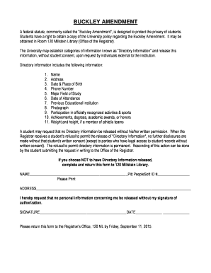 Buckley Amendment Privacy Request Form