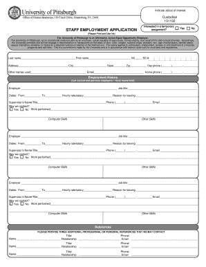 University of Pittsburgh Staff Employment Application