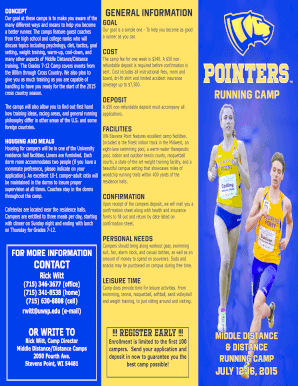 Running Camp - UW-Stevens Point - UWSP - athletics uwsp