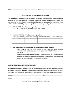 Verification Supplement Form