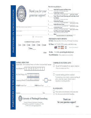 University of Pittsburgh Greensburg Donation Form