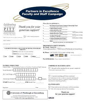 University of Pittsburgh at Greensburg Donation Form