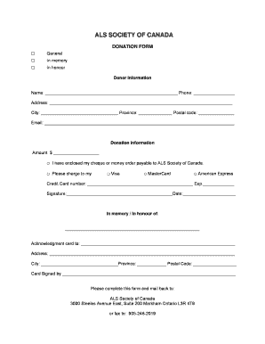 ALS Society of Canada Donation Form