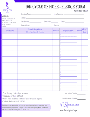 2014 Cycle of Hope Pledge Form