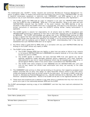 Client Facsimile and Email Transmission Agreement